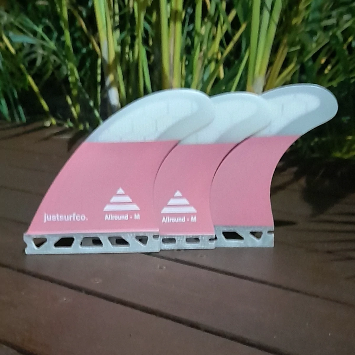 justsurfco. Single Tab Glass Foamcore 'Allround' Thruster Set Pink Various Sizes
