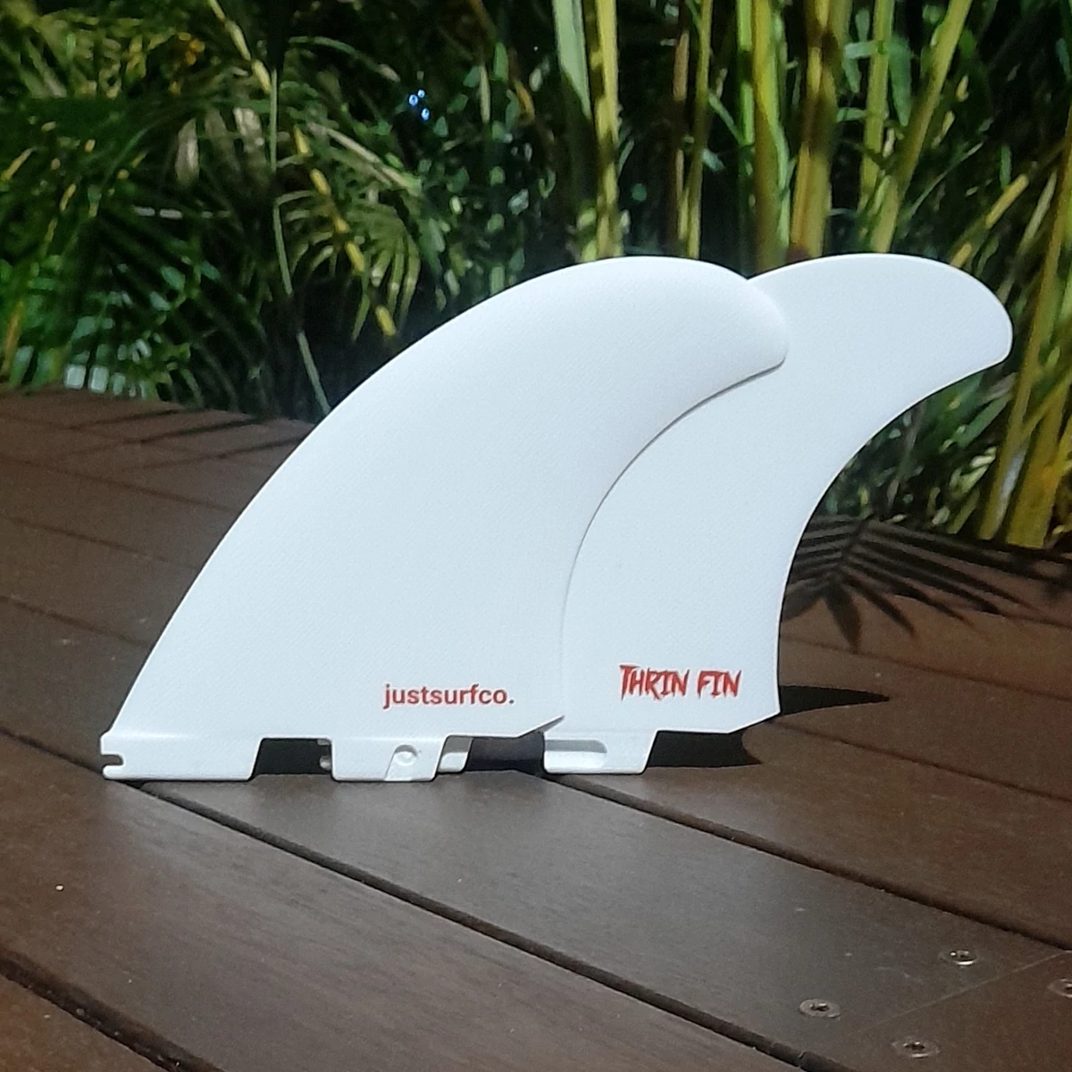 justsurfco. Dual Click Tab Glass Thrin Fin Twin Set White